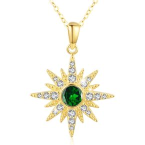 YEESIA Starburst قلادة 925 الفضة الاسترليني أوبال / Moonstone قلادة نجمة مطلية بالذهب Sunburst قلادة أوبال Moonstone نجمة عيد الحب هدايا للفتيات النساء شقيقة