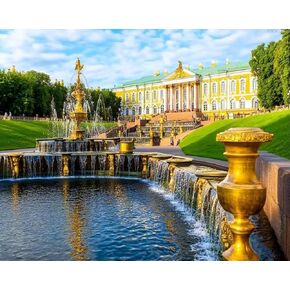 طلاء OKSGYTA بواسطة أرقام أرقام للبالغين Grand Cascade Peterhof Fountain Russia 16x20 DIY Color baster