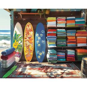 Svinoiler Seaside Shops الطلاء بأرقام عدد 16 × 20 بوصة قماش زهرة الأمواج لوحات DIY للبالغين المبتدئين مع فرش الصباغ الأكريلي