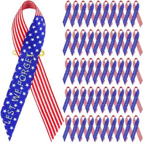 100 PCS Memorial Day Ribbons Slins Red White Blue Stripe with Star Fabron Ribbon Brouches خشية أن ننسى دبابيس لاستقلال البالغين لوازم القدامى الوطنية لاستقلال العلم الوطني
