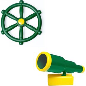 Barcaloo Kids Playground Pirate Ship Wheel – Green Jungle Gym Steering Wheel for Swing Set and Telescope, Pirate Ship Toys for Playsets