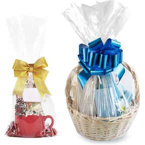 أكياس Morepack Cellophane 10 × 20 بوصة و 16 × 24 بوصة ، و 40 PCS هدايا السيلوفان للسلال الصغيرة والأكياس