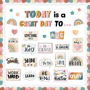 اليوم هو لعبة Boardin Board Great Day Board Poard Boho Rainbow Inspiration Decordroom Decord للمعلمين التأكيدات الإيجابية لهجات تحفيزية لتوصيلات زخارف مجلس النشرات المدرسية الدراسية
