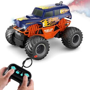 سيارة التحكم عن بُعد في GOOLRC ، 1:16 مقياس شاحنة وحش على الطرق الوعرة ، شاحنة RC RED مع رذاذ وأضواء LED ، مركبة إلكترونية قابلة للشحن للأطفال والفتيان والبنات