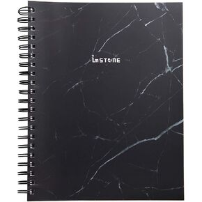 دفتر الورق الحجري المرتبط بالأسلاك. 60 صفحة 8.5 "× 11". غطاء الرخام الأسود