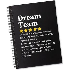 Dream Team Definition 160 Blank Pages Spiral Notebook, New Job Promotion Gift for Team Office Worker Colleague Work Bestie Friend, Employee Staff Appreciation Gift, Team Member Gift