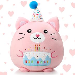 Leyndo 16 inch عيد ميلاد محشو بالحيوانات عيد ميلاد القط أفخم رمي وسادة لطيف حشو هريرة Plushie Soft Cat Plush Plush للبالغين الحفلات لصالح الأريكة ديكورات غرفة نوم