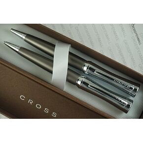 Cross Compact Parasol Curves with Extremely Polished Chrome Appointment and Titanium Plate Barrel Ball-Point Pen and 0.9mm Continuous Twist Pencil Set