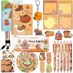 Ohjijinn Capybara Settationery Set Capybara Stuff Hompts اللوازم اللطيفة تشمل علبة Proint Pens Descorts Card Card With Lanyard Magnetic Lundmarks Chiefcains