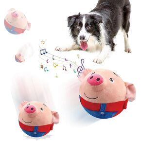لعبة Pet Plush النشطة ، لعبة كرة كلب متحرك ، ألعاب الكلاب التفاعلية ، ألعاب الكلاب لإبقائها مشغولة وقابلة للغسل ، لعبة الكلب الإلكترونية الكارتونية القابلة للغسل (خنزير أحمر)