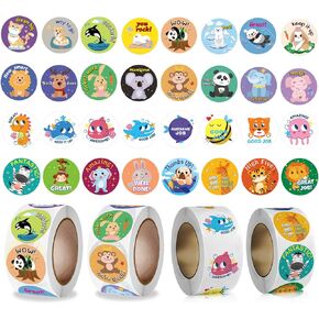 2000 PCS مكافأة ملصقات للأطفال ، الفصل الدراسي للطلاب ، 1 بوصة ملصقات معلم حيوان لطيف للأطفال الصغار الفصول الدراسية الطالب ، ملصقات قعادة (حيوان لطيف)