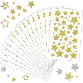 15 ملصقات نجوم ورقة ، ملصقات نجمة Findtop Glitter ، 3 طرازات مكافأة ، ملصقات نجوم للمكافأة ، للحرف اليدوية ، الكتب ، الديكور ، الفصول الدراسية ، جوائز التدريس