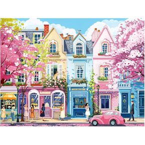 ALL4JIG Paris Street Fun Jigsaw Puzzles for Adults and Kids, 500 Pieces, 19.02" x 14.02", Christmas Secret Santa Gift, White Elephant Gifts, Number Partitioned for Easy Solving