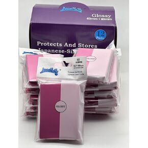 1 Box of 720 Counts -12packs Pink Color Front Glossy Japanese Small Card Sleeves 62mmx89mm Card Sleeves, Toploading fits for Japanese Trading Card Perfect Size
