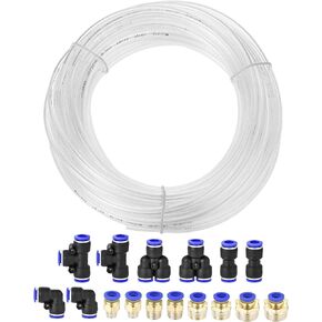 uxcell Pneumatic 8mm OD Polyurethane PU Air Hose Tubing Kit 10 Meters Black with 16 Pcs Push to Connect Fittings in Kuwait