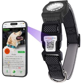 طوق الكلب العاكس مع حامل الجوية ، طوق الكلب القابل للتعديل مع النيوبرين مبطنة ومضادة لخطأ رمز QR (أسود ، متوسطة) in Kuwait