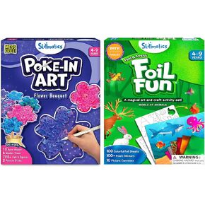 Poke-ins-in Art Flower Buequet & Foil Fun Animals Bundle ، لا فوضى فن للأطفال ، نشاط إبداعي DIY ، هدايا للأولاد والبنات الذين تتراوح أعمارهم بين 4 ، 5 ، 6 ، 7 ، 8 ، 9