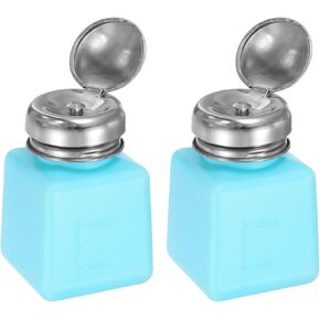HARFINGTON 2pcs Solvent Alcohol Dispenser 250ml(8.5oz) Push Down Liquid Dispenser Pump Bottle with Sealing Stainless Steel Lid for Acetone Cleanser Polish Remover, White