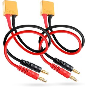 5 Pcs MADCATZ XT60 Male Connector Plug to 4 mm. Bullet Banana Plug 12awg Silicone Wire for RC Lipo Battery Charge Quadcopter Cable 20cm. - Pack of 5