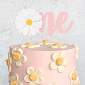 Daisy First Birthday Cake Topper - One Groovy Toppers ، Supplies Party Decorations ، Flower Cake Topper for Retro Hippie Boho Girl Birthday