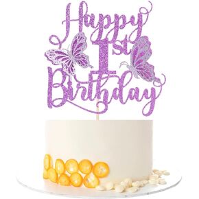 Kaoenla 3D Butterfly Happy 60th Cake Topper ، Butterfly موضوع 60/ستين/ستين/الذكرى السنوية ديكور كعكة الحفلات (60 ، الأرجواني)