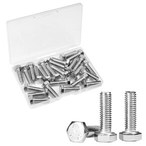 Yinpecly 25 Pcs M6 Hex Bolts M6-1.0 x 20mm Hex Head Screw Bolt 304 Stainless Steel M6-1.0mm Hexagon Bolts Hex Head Screws, Metric Machine Fully Thread, Bright Finish