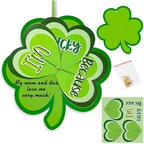 Watinc 24pcs Lucky Shamrocks Mother Craft Kit ، اجعل حبك الخاص المحظوظ Shamrock Hanging Ornaments Decor