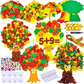 Winlyn 8 Sets Fall Crafts Kits Kids Fall Crafts Bulk عيد الشكر الحرف DIY مجموعات فنية الشجرة الشاكرين