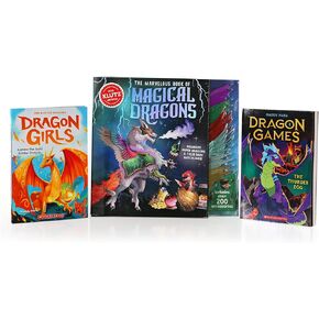 Klutz Marvelous Book of Magical Dragons Craft Kit, Plus The Thunder- Egg Dragon Games #1, and Azmina The Gold Glitter Dragon -Dragon Girls #1 Paper Back Books