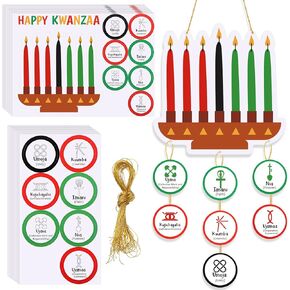 24 مجموعة من الحرف Kwanzaa تصنع شموعك الورقية الحلي Kwanzaa مع سبعة مبادئ ملصقات Kinara التراث الأفريقي عيد الميلاد Kwanzaa الحفلات