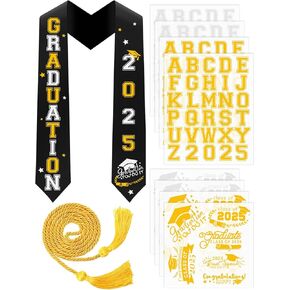 جولبر فئة 2025 تخرج التخرج سرق التخرج سرق DIY Gold Honor Cord للجنسين تخرج البالغين مع 8 صفائح الحديد على أنماط رسائل تصحيحات (أسود)
