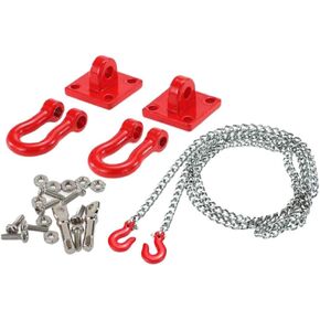 Homesogood 1sets RC Trailer Rescue Hook Parts Trailer Hitch Sleeve Chain Hook Hook Metal Chain Hook Parts (Red)
