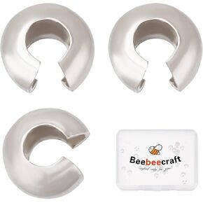Beebeecraft 30pcs 925 Sterling Silver Crimp حبة تغطي نصف جولة مفتوحة تجعيد الخرز COPS 3MM