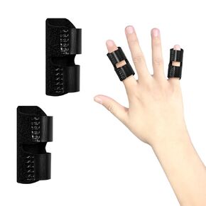 2 PCS Finger Splint, Adjustable Trigger Finger Splint, Straightener for Broken Strained Arthritis for Middle, Pinky, Index, Thumb Splints (Black)