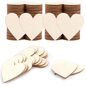 Framendino ، 100 pack wood heart cutout 1.5 incl incles غير المكتملة.