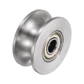 uxcell 2pcs U Groove Track Wheel, 1.89" 304 Stainless Steel Sliding Gate Double Bearing Rollers for Inverted Track, Industrial Machines, Sliding Gate