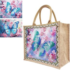 JBTM24 DIY Diamond Art Tote Kit للبالغين ، مجموعات حقيبة يد الماس مع نمط من الكتان القابل للاستبدال ، حقيبة يد إبداعية للنساء للنساء الفتاة الفنية.