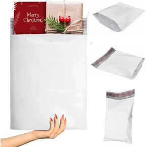 ABC White Gusseted Poly Mailers, 11 x 13 x 4 Inch. Pack of 100 Expansion Poly Mailers Bags. 2.5 Mil Poly Shipping Bags for Clothing. Mailers Poly Bags for Shipping. Poly Mailer Bags