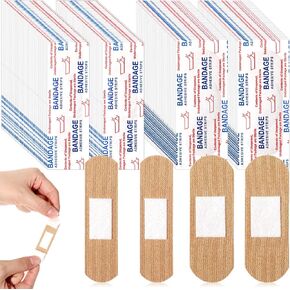 BBTO 400 Pcs Flexible Fabric Adhesive Bandages Bulk Assorted Bandages Breathable Bandages Fingertip Bandages for Finger Wound Family First Aid Skin Wrap (8 Styles)