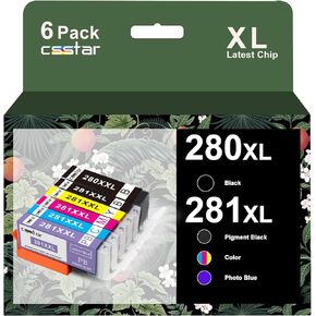 280 280XL خراطيش حبر متوافقة مع Canon Pixma TR 8620 TR8520 PIXMA TS9120 TS6220 PRINTER PGI-280XL أسود 281 XL اللون الأسود والصور الأزرق （6 حزم）