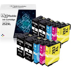 252XL Ink Cartridges Msudoku Remanufactured Replacement for Epson 252XL 252 XL Combo Pack (10 Pack) to Use with Workforce WF-3640 WF-3620 WF-7720 WF-7710 WF-7110 (4 Black, 2 Cyan, 2 Magenta, 2 Yellow)