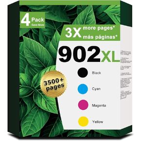 خراطيش حبر 902XL ببديل متوافق مع HP 902 XL 4 Combo Pack (HP902XL HP902) لاستخدامها مع OfficeJet Pro 6978 6968 6970 6960 OfficeJet 6958 6962 6950 6954 Printers-Black ، Cyan ، Magenta ، أصفر
