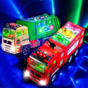 لعبة Zetz Brands Fire Truck Tuy للأولاد ، الفتيات ، الأطفال ، مصابيح LED W/ 4D ، التي يتم تشغيلها في البطارية أوتوماتيكية عثرة & go | لعبة القمامة لعبة للأطفال مع أضواء وأصوات 4D ، والبطارية التي يتم تشغيلها أوتوماتيكي بوند و GO BUND