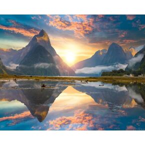 Zuvrdiai DIY Paint by Numbers The Milford Sound Fiord Fiordland National Park New Zealand Canvas Painting with Acrylic Paint Paint Paint for beginners Gailt Art Work Gift 16 "× 20"