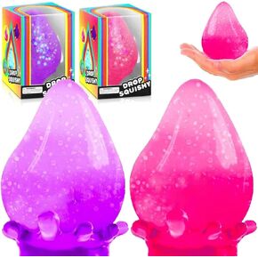 لعبة Dream Squishy Drop ، ألعاب Squishy المملوءة بالسكر - كرات الضغط عالي الكثافة للأطفال والكبار - ألعاب ناعمة للغاية لتخفيف التوتر ، عيد الميلاد ، عيد الميلاد ، المكتب ، هدية تخزين Stuffer (Red Purple)