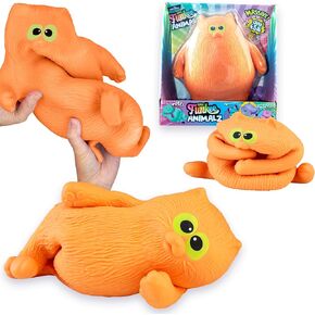 Orb Funkee Animalz Cat Jumbo (Orange) - CHE Big 4.5 LB Stretchy Cat - مضحك ، اسفنجي ، حتى الضغط على الإجهاد - ألعاب حيوانية حسية ومللّة مشهورة للأطفال والبالغين