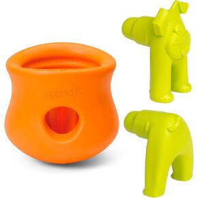 West Paw Zogoflex Holiday Toppl علاج ألغاز لعبة الكلاب - لعبة الكلب للمضغات المعتدلة ، الجلب ، الصيد - يمسك ، يعامل ، كبير ، اليوسفي ، سدادة سدادة سدادة سدادة