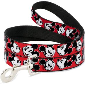 Buckle -Down Pet Leash - Mickey Mouse Expressions Red/Black/White - طولها 4 أقدام - 1.5 "