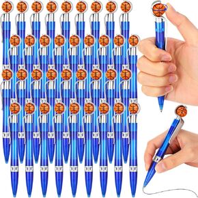Zhanmai 36 Pcs Basketball Ballpoint Retractable Ball Sports Writing Pen Medium Point 1.0 mm Black Ink Pens Basketball Souvenirs Party Favors for School Office Desk Stationery Supplies(Blue)