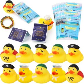 LUTER 12 SETS TAG TAG CRUISE KITS ، 12PCS Rubber Cruise Ducks (4 أنماط) و 12pcs علامات مع عصابات مطاطية ، البط المطاطي المضحك لسفن الرحلات البحرية للأطفال.